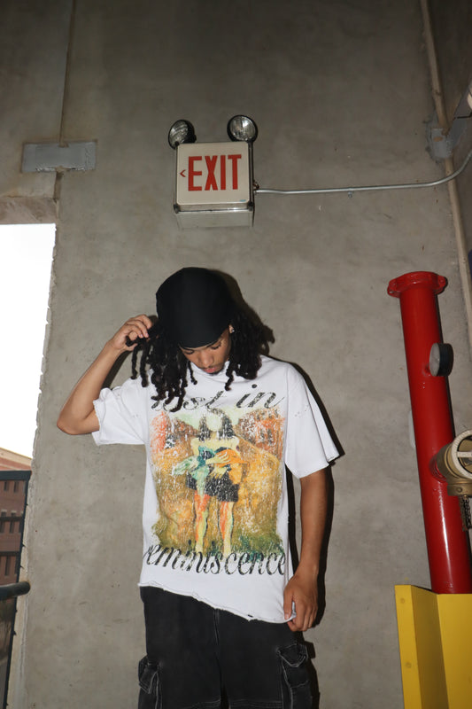 lost in reminiscence distressed tee